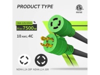 30 Amp Generator Cord 4 Prong 35 Feet, NEMA L14-30P/L14-30R, 125/250V Up to 7500W 10 Gauge SJTW Generator Extension Cord, ETL... 