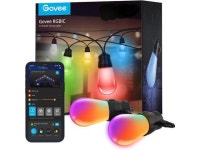 Outdoor String Lights H7015 with 15 Dimmable RGBIC LED Bulbs, 48ft IP65 Waterproof Shatterproof Christmas Decorations, Color... 