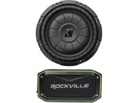 Audiosavings Bundle: Kicker 43CVT102 COMPVT 10 800w SVC 2-Ohm Slim Shallow Car Subwoofer Sub CVT10-2 Bundle with Rockville Rock... 