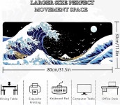 Gaming Laptop Mouse Pad,Sea Wave Big Mice Pads PC Keyboard and Non-Slip 31.5 x 11.8inches 3mm Thick XL,XXL Rubber Table Mat... 