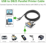 ESTONE USB To DB25 Parallel Printer Adapter Cable, Male to Female Connector IEEE 1284 Converter-for Laptop Desktop PC Supports... 
