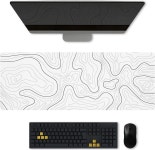 Gaming Mouse Pad with Topographic Design Extended Large Cool Mousepad for Desk 31.5 x 11.8 in Non-Slip Base Stitched Edges for... 