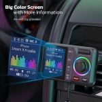 Bluetooth FM Transmitter for Car, Wireless Car Bluetooth V5.0 Adapter with Big Color Screen, Support QC3.0 Fast Charging, Hands... 