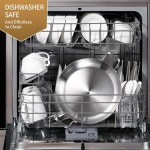 Inqibee Tri-Ply Stainless Steel Paella Pan with Lid,Large Skillet,Omelet Pan,Griddle,Jumbo Cooker,Induction Pan,Dishwasher and... 