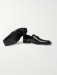 Versace Buckled Glossed-leather Loafers In Black | ModeSens
