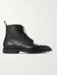 Black Toby Pebble-Grain Leather Brogue Boots | GEORGE CLEVERLEY | MR PORTER
