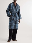Navy Belted Tie-Dyed Linen Robe | DESMOND & DEMPSEY | MR PORTER