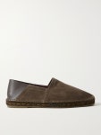 Green Barnes Collapsible-Heel Leather-Trimmed Suede Espadrilles | TOM FORD | MR PORTER
