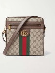 Brown Ophidia Leather-Trimmed Monogrammed Coated-Canvas Messenger Bag | GUCCI | MR PORTER