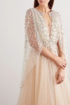 Gold Florentine embellished glittered tulle cape | Jenny Packham | NET-A-PORTER
