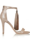 Metallic Viola crystal-embellished tasseled suede sandals | Jimmy Choo | NET-A-PORTER