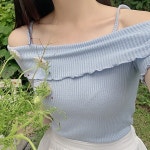 [MADE] 썸타는날 러플 프릴 오프숄더 반팔티셔츠[44~99]-♥핫핑♥ [MADE] 썸타는날 러플 프릴 오프숄더 반팔티셔츠[44~99]