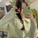 핫핑[MADE] 라헨비 꽈배기 브이 오픈카라니트티[44~99]-♥핫핑♥ [MADE] 라헨비 꽈배기 브이 오픈카라니트티(44~88) (캐주얼니트티-캐주얼룩... 