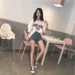 2025 여름 V넥 신상 캐주얼 상의 반팔 학생 티셔츠 플러스 사이즈 여성 프린트 티셔츠 한국 스타일 트렌디 상품 입고 • 1688 • 어이사마켓... 
