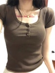 게네트릭 | 가을 2024 새로운 한국식 하프 오픈 칼라 수리 트렌디 단순 자수 올매치 긴팔 슬림베이스 티셔츠 • 1688 • 어이사마켓 | 어이사마켓 가을 2024...