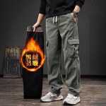 겨울 새로운 도착 오래된 세탁 작업복 남성용 무거운 기모 느슨한 스트레이트 바지 유행 브랜드 Lyocell 캐주얼 바지 • 1688 • 어이사마켓... 