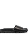Prada logo print leather slides - FARFETCH Prada Logo Print Leather Slides - Farfetch