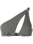 Self-Portrait black gingham check-print one-shoulder bikini top for women | SS21503G at Farfetch.com Self-Portrait Gingham check... 