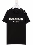 Balmain Kids Metallic logo-print Cotton T-shirt - Farfetch