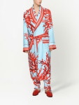 Dolce & Gabbana 돌체앤가바나 코랄 프린트 실크 가운 | 블루 | FARFETCH KR