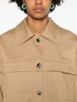 GANNI logo-embroidered Herringbone Shirt Jacket | Brown | FARFETCH HK