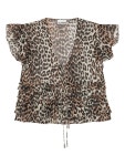 GANNI 러플 레오파드 프린트 블라우스 | 뉴트럴 | FARFETCH KR