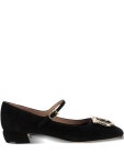 Ferragamo 스웨이드 메리 제인 발레리나 플랫 슈즈 | 블랙 | FARFETCH KR