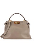 Fendi Pre-Owned 피카부 레더 아크릴 디테일 레귤러 사첼 백 | 그레이 | FARFETCH KR