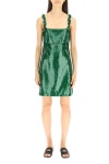 Ganni Sequin-embellished Mini Dress In Green | ModeSens
