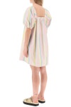 Ganni Striped Poplin Mini Dress In Multicolor | ModeSens