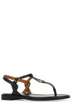 Chloé Marcie Leather Flat Thong Sandals In Black | ModeSens