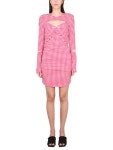 Ganni Love Potion Checked Cut-out Minidress In Pink | ModeSens