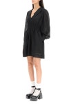 Ganni Crinkled Georgette Mini Dress In Black | ModeSens