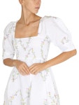 Ganni White Floral Puff Sleeve Mini Dress | ModeSens