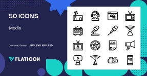 Media Icon Pack | Lineal | 50 .SVG Icons 50 free icons of Media designed by Freepik