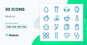 Medical 아이콘 패키지 | Lineal Blue | 30 .SVG 아이콘 Kiranshastry 아티스트가 디자인한 30종의 무료 Medical 아이콘
