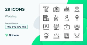 Wedding 아이콘 패키지 | Detailed Outline | 29 .SVG 아이콘 ppangman 아티스트가 디자인한 29종의 무료 Wedding 아이콘