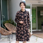 LF스퀘어 공식 온라인몰 엄마옷 모슬린 터틀 나염 원피스 EOP210039 마담/미시옷/중년여성의류/빅사이