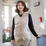 LF스퀘어 공식 온라인몰 [하프클럽/조이마담]J3148 레터링 스트링 후드 베스트 조끼_P335525356