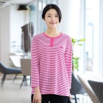 LF스퀘어 공식 온라인몰 [하프클럽/모슬린]엄마옷 모슬린 단가라 라운드 긴팔 티셔츠 ETS303003 마담/_P337817743