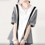 LF스퀘어 공식 온라인몰 [하프클럽/헤레이스]체크소매블라우스티_YMSH23SS669_P338232834