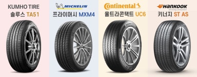 2024 가성비 좋은 4계절 타이어 비교 / 금호, 미쉐린, 콘티넨탈, 한국 < 타이어 리뷰 < 타이어 < 기사본문 - 오토뷰 2024 가성비 좋은 4계절... 