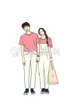 커플, couple, 커플일러스트, 사람일러스트, 남녀, 사진,이미지,일러스트,캘리그라피 - Njiyom작가 크라우드픽 - 저작권 걱정 없는 상업용 이미지