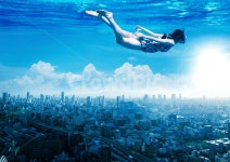 도시, 빌딩, 수영, 여자, 한명, 사진,이미지,일러스트,캘리그라피 - 5_studio작가 크라우드픽 - 저작권 걱정 없는 상업용 이미지