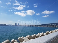 바다, 구름, 하늘, 방파제, 다리, 사진,이미지,일러스트,캘리그라피 - 어라랑작가 크라우드픽 - 저작권 걱정 없는 상업용 이미지