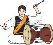 풍물, 장구치는사람, 전통, 국악, 사물놀이, 사진,이미지,일러스트,캘리그라피 - 초잉일러스트작가 크라우드픽 - 저작권 걱정 없는 상업용 이미지