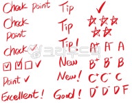 채점, 채점png, 채점표시, 빨간색연필, 크레용, 사진,이미지,일러스트,캘리그라피 - 띠네 디자인작가 크라우드픽 - 저작권 걱정 없는 상업용 이미지