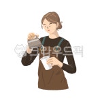 카페, 바리스타, 매장, 커피숍, 라떼, 사진,이미지,일러스트,캘리그라피 - 그림그리는엄마작가 크라우드픽 - 저작권 걱정 없는 상업용 이미지