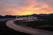 자연, 노을, 하늘, 만, 풍경, 사진,이미지,일러스트,캘리그라피 - 두령이작가 크라우드픽 - 저작권 걱정 없는 상업용 이미지