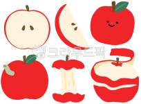 귀여운사과, 애플, 사과, 사과세트, apple, 사진,이미지,일러스트,캘리그라피 - 오푸른달그림작가 크라우드픽 - 저작권 걱정 없는 상업용 이미지